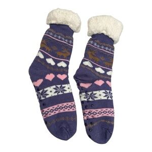 Dosoni Womens Slipper Fuzzy Socks - Reindeer Purple, US Women 5-10